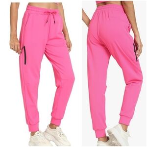 NWT Haowind Vibrant Pink Elastic Waist Joggers with Tapered Ankle Sz M